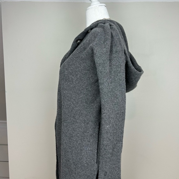 EVERLANE The Cozy Charcoal Gray Long Hooded Cardigan Maxi Duster Sweater - Picture 9 of 13